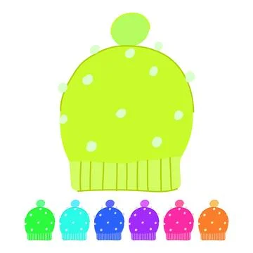 Chunky winter hat knit vector cartoon graphic Stock Illustration