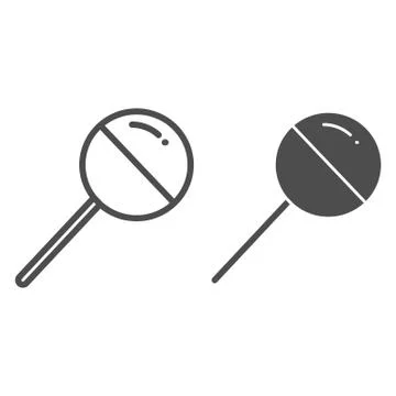 Chupa Chups line and solid icon. Sweet round lollipop illustration isolated on Stock Illustration