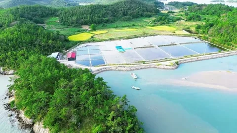 Chupodo Island Reverse Flight Over Sea 4K Drone Cinematic Sinan gun Jeollanam do Stock Footage 326373130