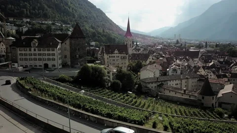 Chur drone climb Stock Footage 133607933