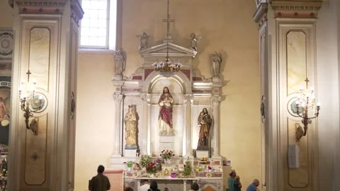 Church Altar with Multiple Religious Statues Stock Footage 312749451