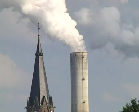 Church and Chimney Stock Footage