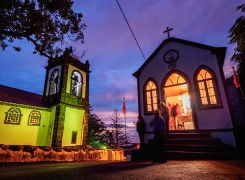 Church and Imperio de Espirito Santo in Manadas Stock Photos
