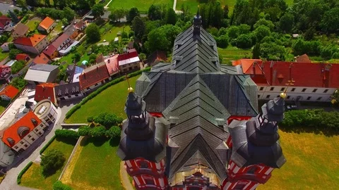 Church of The Assumption in Prestice. 스톡 동영상 76500561