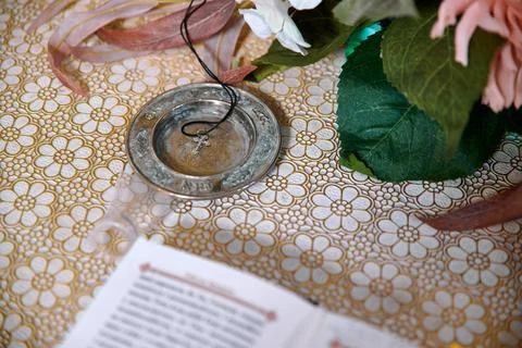 Church attributes and view inside Stock Photos