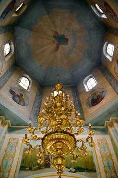 Church attributes and view inside Stock Photos