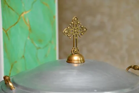 Church attributes and view inside Stock-Fotos
