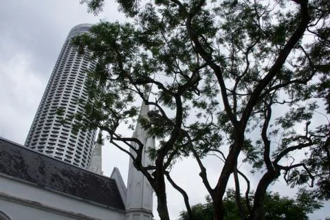 Church Backdrop over cloudy sky Stock Photos