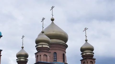 Church on a background of clouds, timelapse Stock Footage 63814602