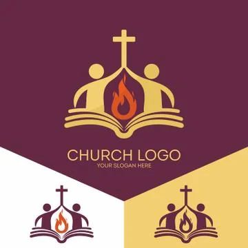 The church is based on the biblical basis and the flame of the Holy Spirit Stock Illustration