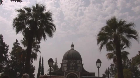 Church of the Beatitudes pan 2 Stock Footage 4366106