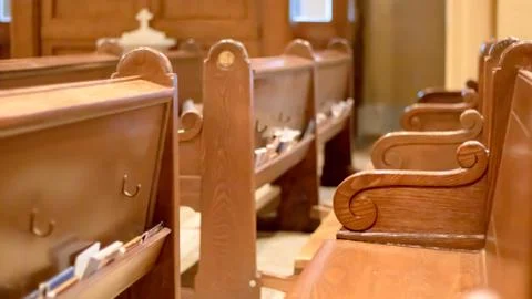 Church Bench Side View Stock Photos