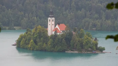 The Church of Bled Stock Footage 260422600