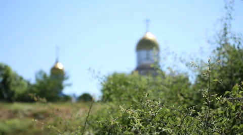 Church on blue sky background Stock Footage 66447226