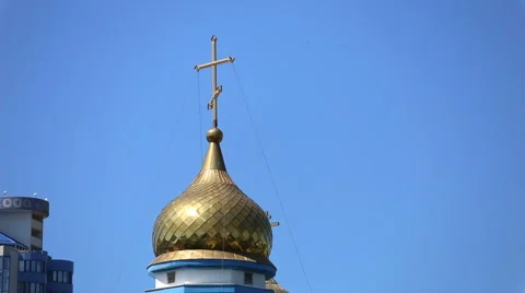 Church on blue sky background Stock Footage 66447232