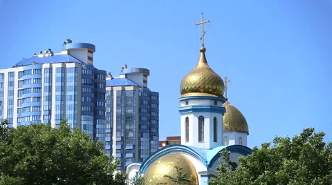 Church on blue sky background Stock Footage 66447237