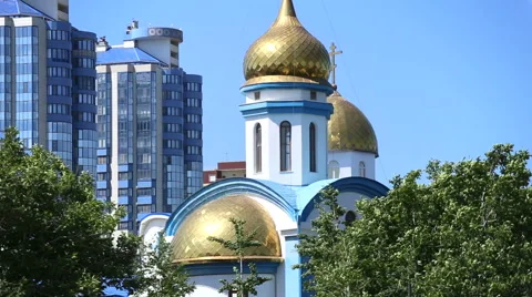 Church on blue sky background Stock Footage 66447248