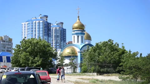 Church on blue sky background Stock Footage 66447327