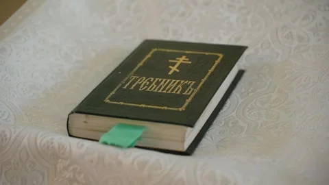 Church breviary on the priest's platform Stock Footage 265160879