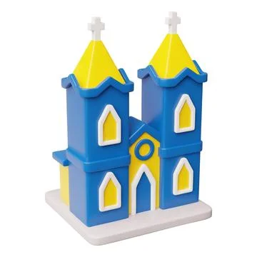 Church building 3D style vector icon, Christian religious worship house, cartoon Ilustración de archivo