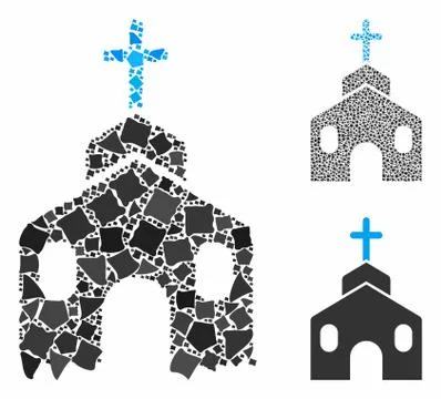 Church building Composition Icon of Rugged Parts Ilustración de archivo