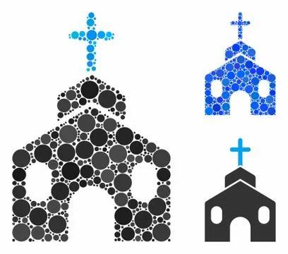 Church building Composition Icon of Spheric Items Ilustración de archivo