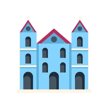 Church building flat vector icon design on white Ilustración de archivo