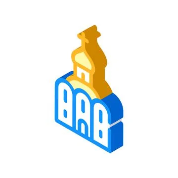 Church building isometric icon vector color illustration Ilustración de archivo