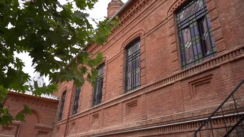 Church Building with red bricks and mosaic pattern window 库存影片 248831007