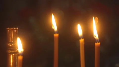 Church candles in the temple Stock Footage 78694070