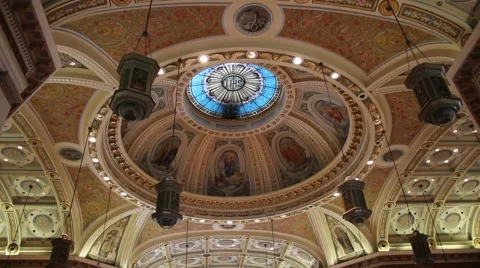 Church Cathedral Artistic Ceiling Background Stock Footage 40166267