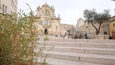 Church, cathedral, Matera Sassi, cavern, stone city Video stock 83704346