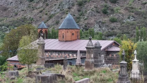 Church in a cemetery 2 Stock Footage 335832413