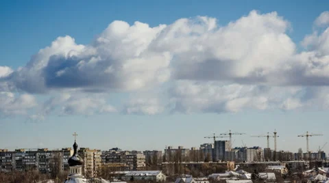 Church in the City With Clouds in Timelapse Stock Footage 61368114