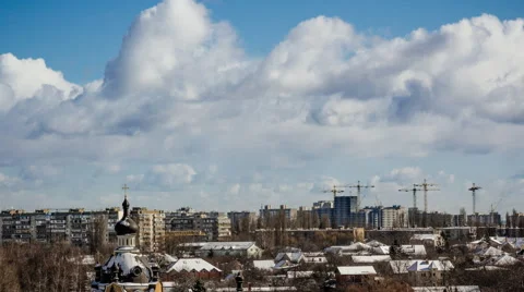 Church in the City With Clouds in Timelapse Stock Footage 61368132