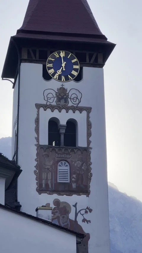Church clock HDR vertical video Stock Footage 255300141