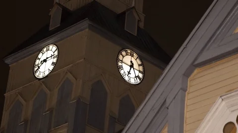 Church close up tower night Stock Footage 89503554