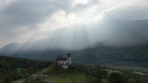 Church in the countryside Stock Footage 229175986