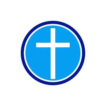 Church Cross in Circle Vector Logo Template Stock Illustration