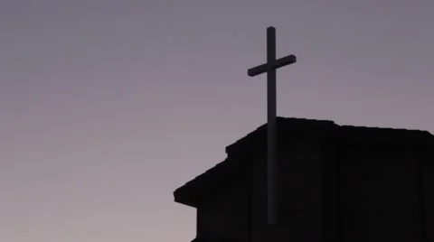 Church Cross at dusk Video stock 44573262