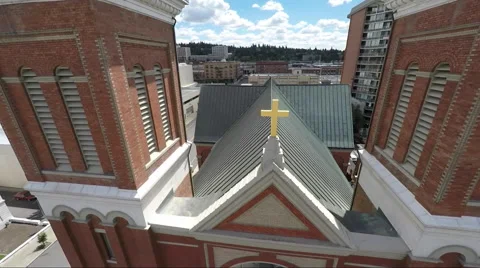 Church Cross Fly By Stock Footage 56351274