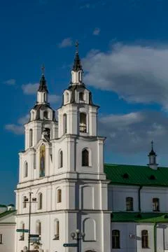 Church with a deep blue cloud sky Stock Photos