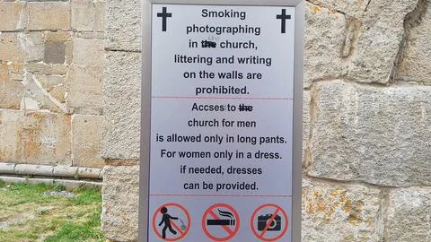 Church dress code and rules information sign Stock Photos