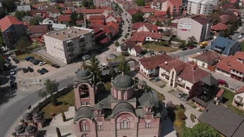 Church-drone-11 Stockbeeldmateriaal 135679545