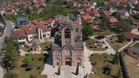 Church-drone-14 Stockbeeldmateriaal 135681344