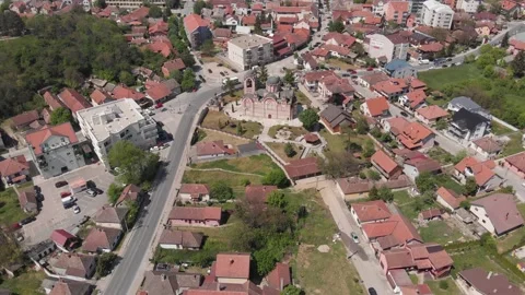 Church-drone-16 Stockbeeldmateriaal 135681697