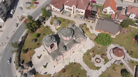 Church-drone-2 Stockbeeldmateriaal 135677328