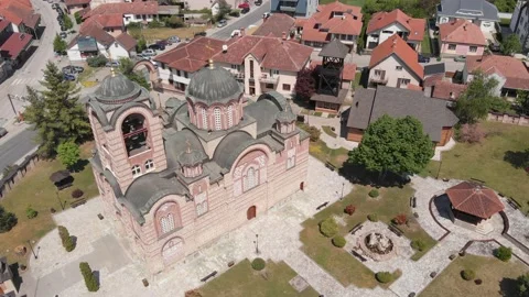 Church-drone-20 Stockbeeldmateriaal 135682753
