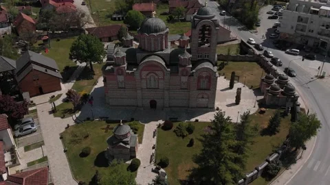 Church-drone-5 Stockbeeldmateriaal 135678448