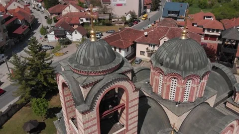 Church-drone-8 Stockbeeldmateriaal 135678984